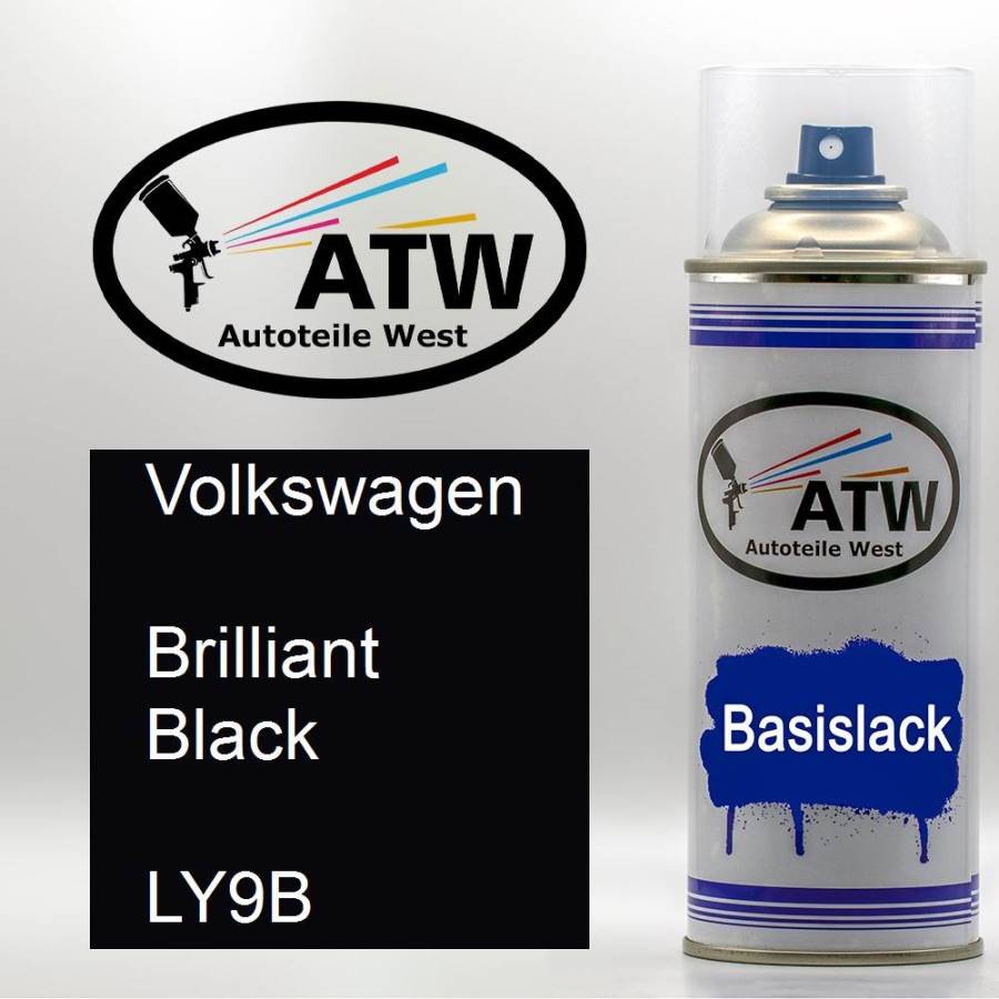 Volkswagen, Brilliant Black, LY9B: 400ml Sprühdose, von ATW Autoteile West.